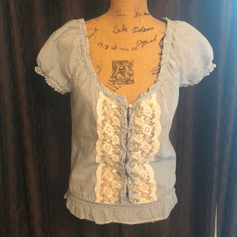 Stripes and Lace Top